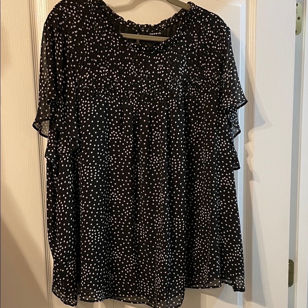 Torrid Black and White Dotted Blouse